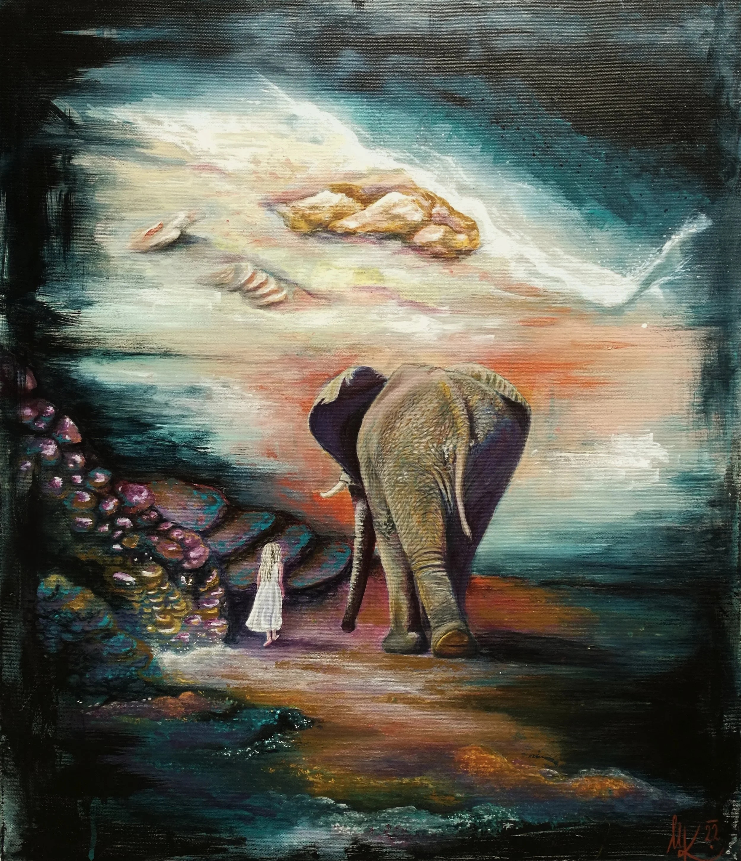 S tebou až na kraj světa, 60x70cm, akryl na plátně, 2022