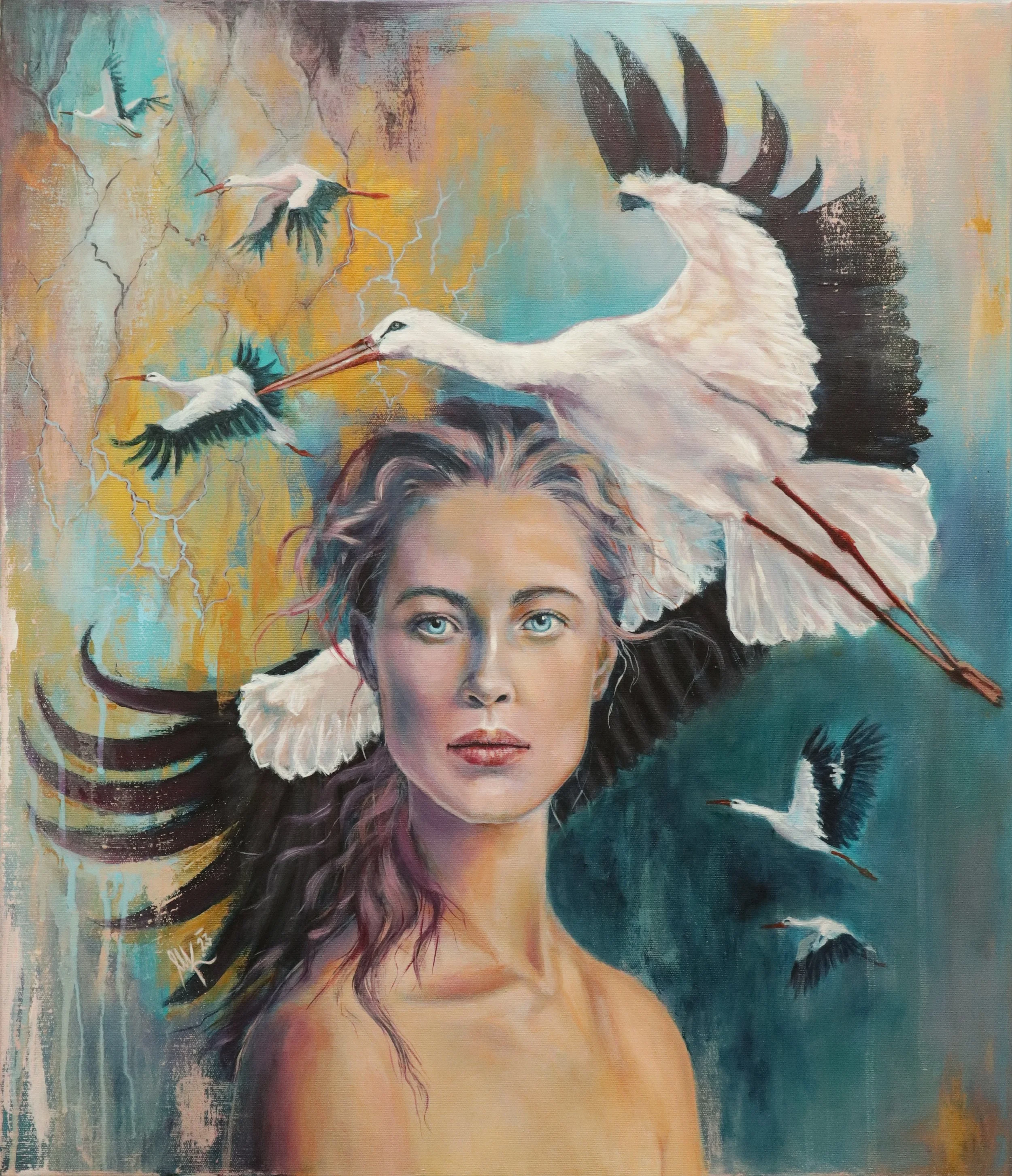 Volání, 60x70cm, akryl na plátně, 2023