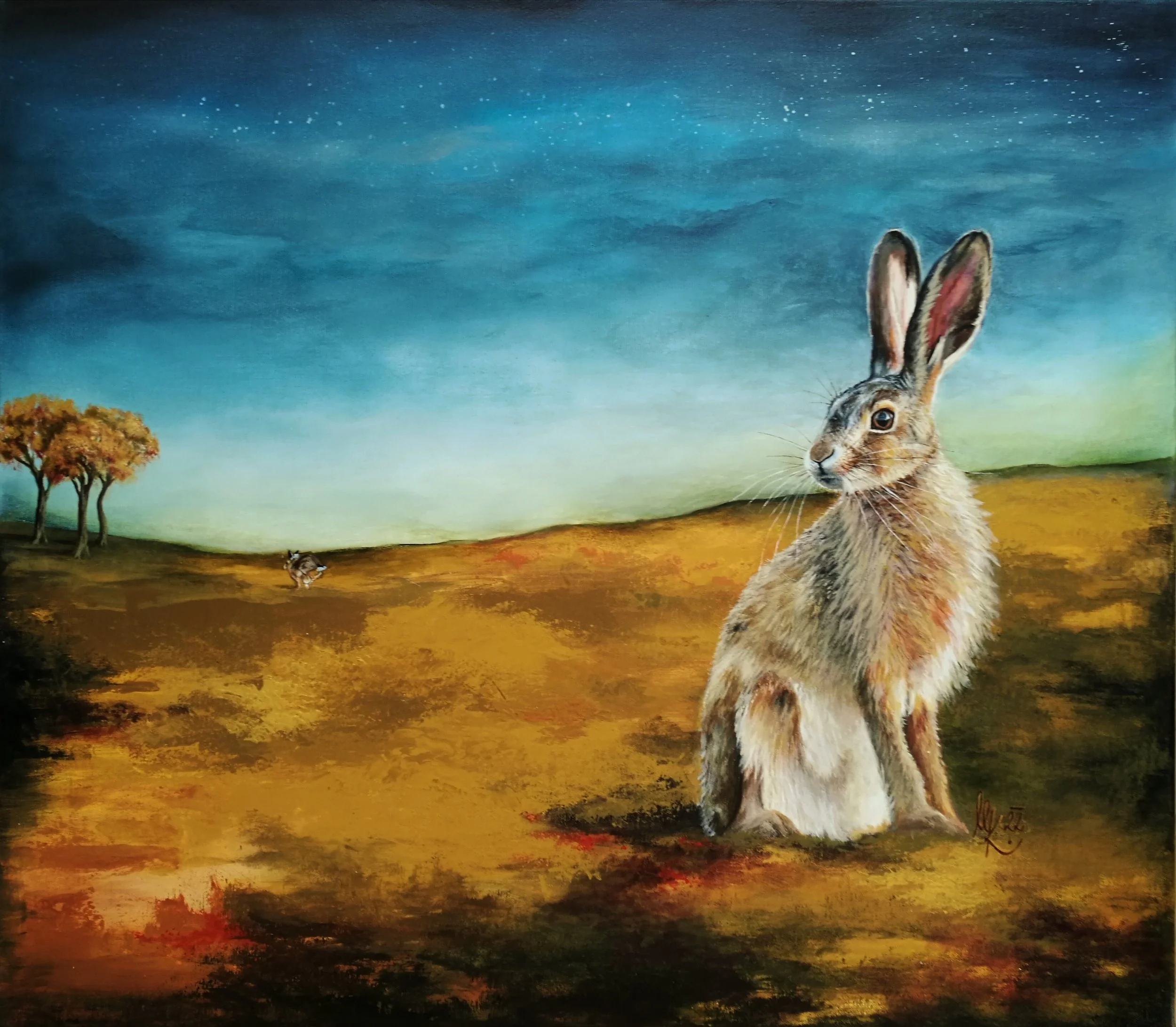 Zaječiny, 80x70cm, akryl na plátně, 2022