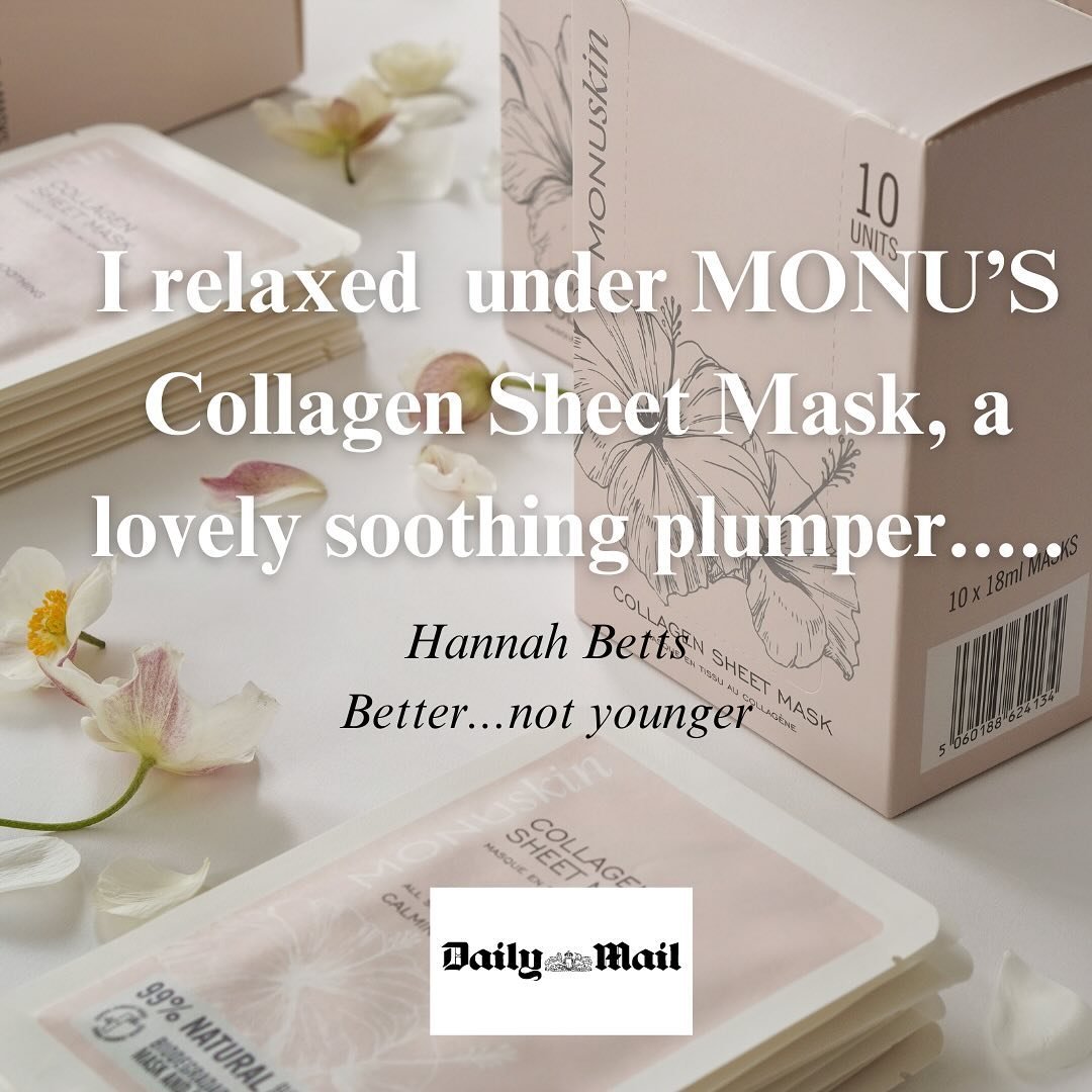 Always a total delight to feature in @hannahjbetts @dailymail  column &lsquo;Better&hellip; not younger &lsquo; 
Our Collagen Sheet masks - part of her home beauty plan&hellip;.
Thankyou @hannahjbetts 

#homespa #homefacial #hannahbetts #dailymail #m