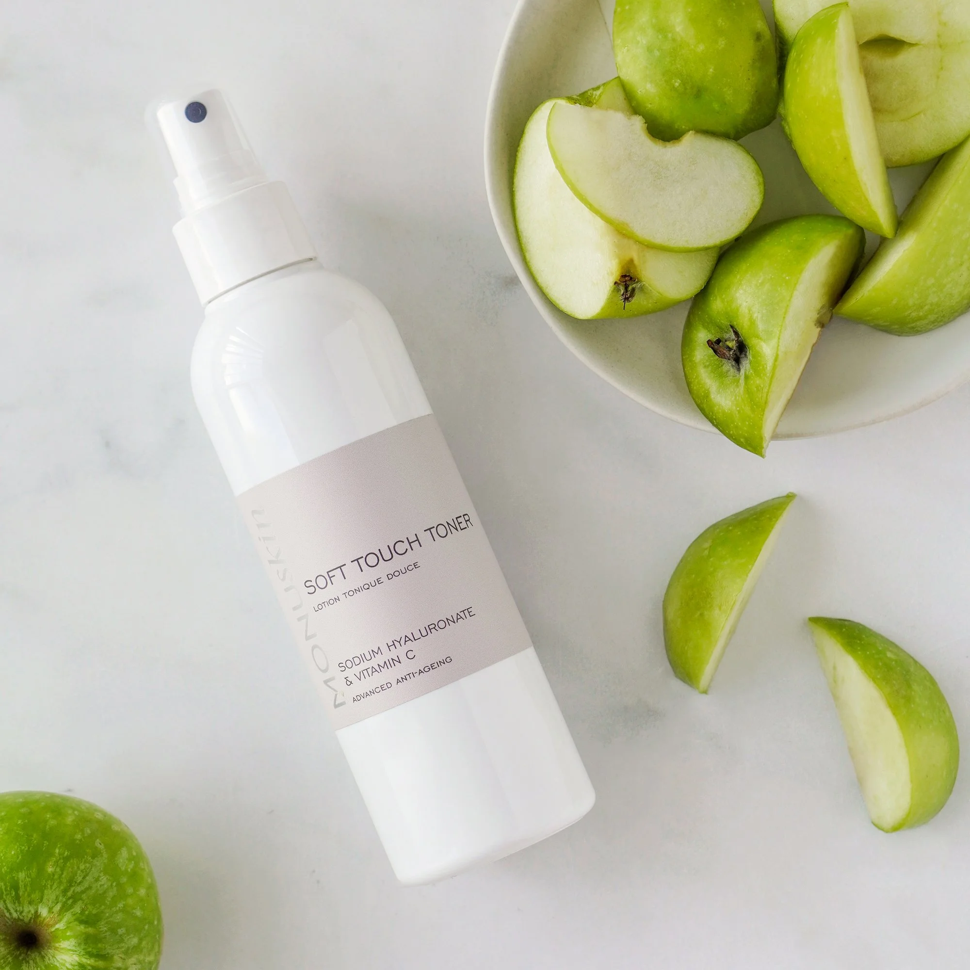 Small step, big results. Our Soft Touch Toner brightens, hydrates and smooths with Vitamin C, Hyaluronic Acid and Polysaccharides. The essential bridge between cleanse and care &mdash; preparing skin to absorb every active that follows.