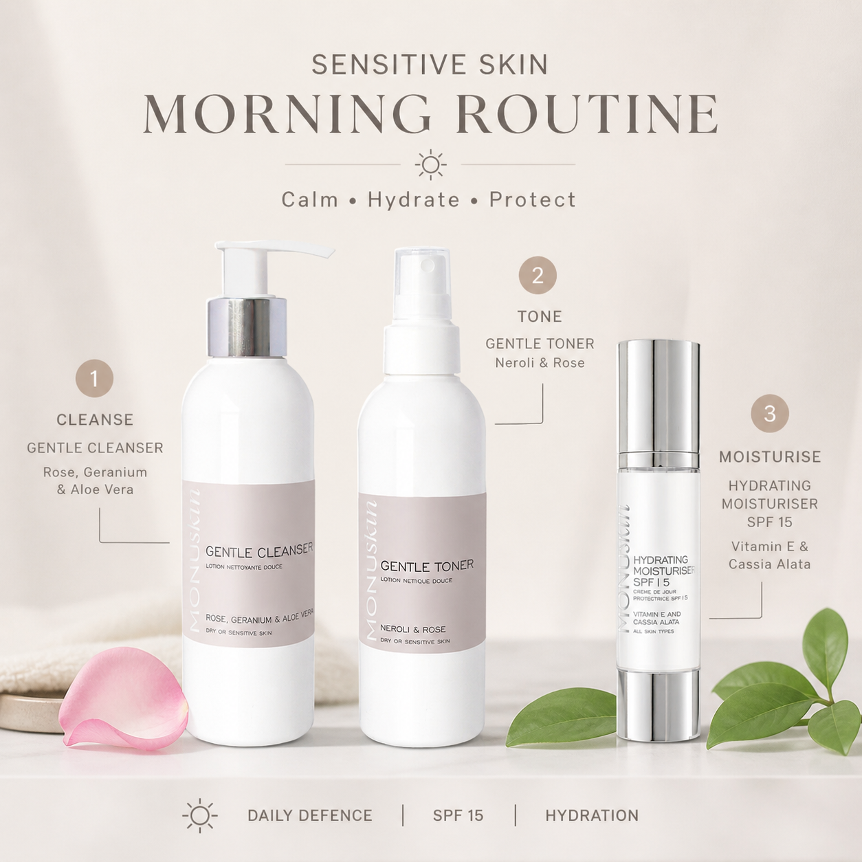 Easy 3 Step Dry / Sensitive Skin Morning Routine