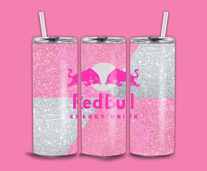Pink Glitter Energy Drink Tumbler