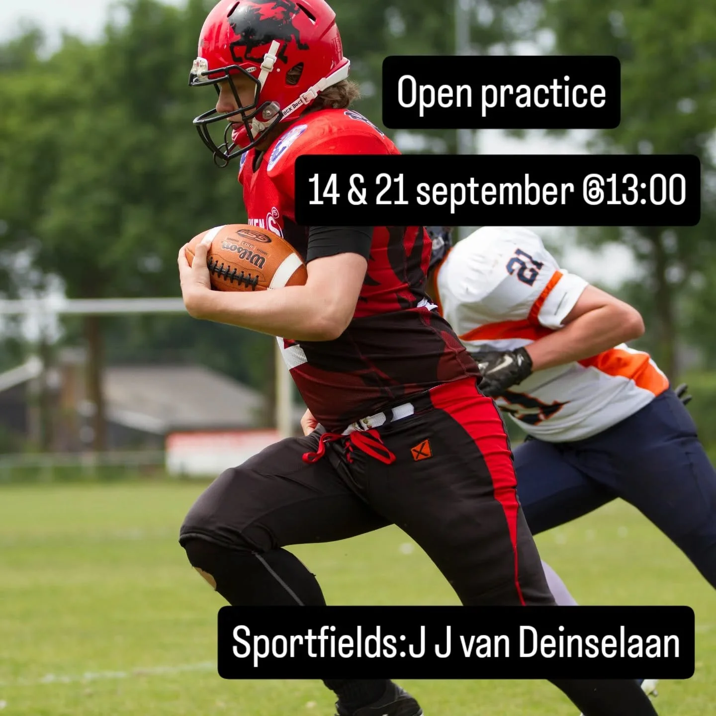 🏈 Looking for a new challenge? 
Join the open practices of the Enschede Broncos and experience the power, strategy, and excitement of American Football! 
📅 Dates 
➡️ September 14 @13:00 
➡️ September 21 @13:00 
📍 Location Enschede Broncos Home Fie