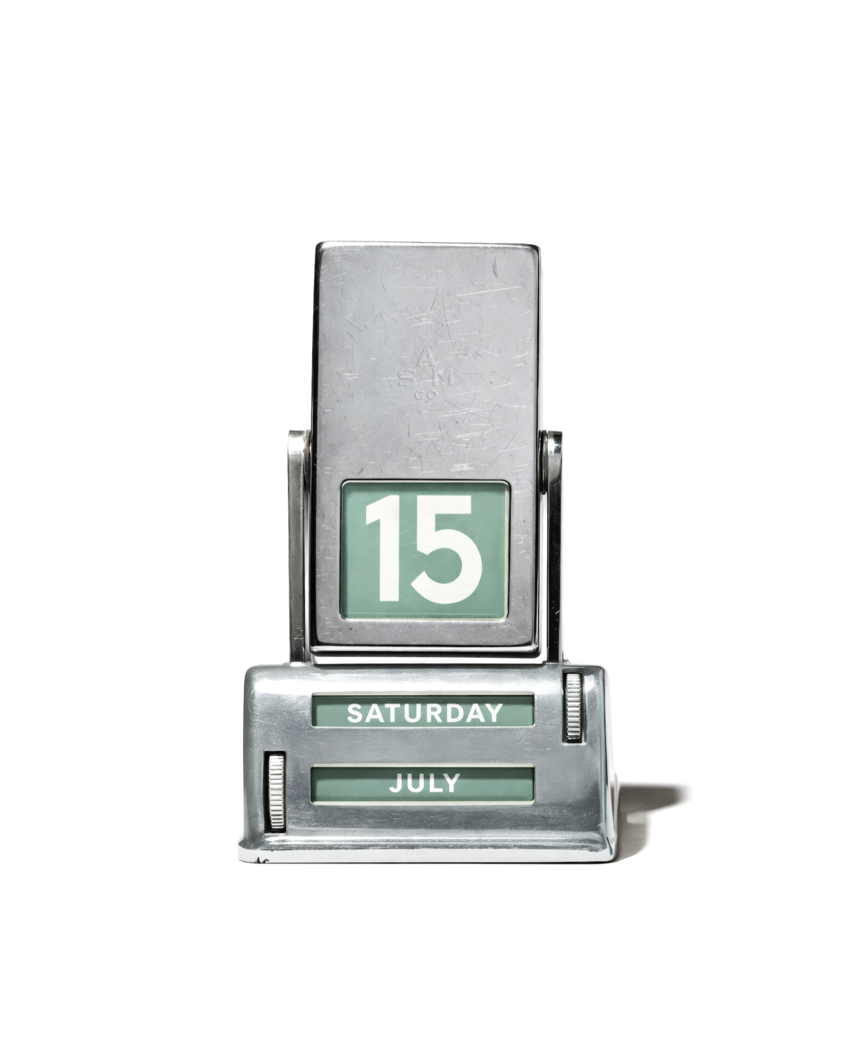 Perpetual Calendar — Mechanical Object
A structured desktop instrument indicating day, date, and month through continuous mechanical adjustment.