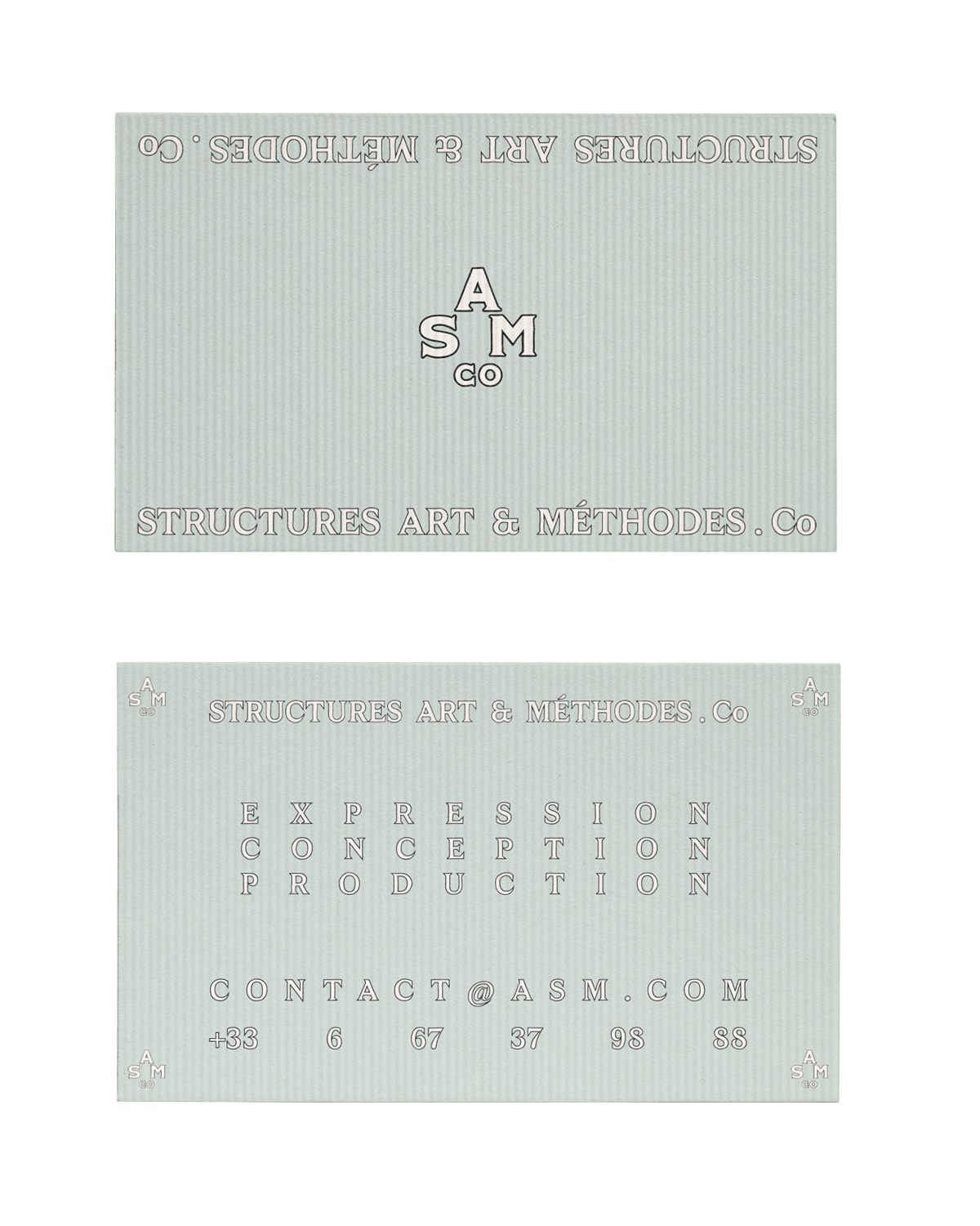 Business Card — Horizontal Emboss Study
A restrained business card defined by a single horizontal emboss line, establishing structure through relief rather than ink.