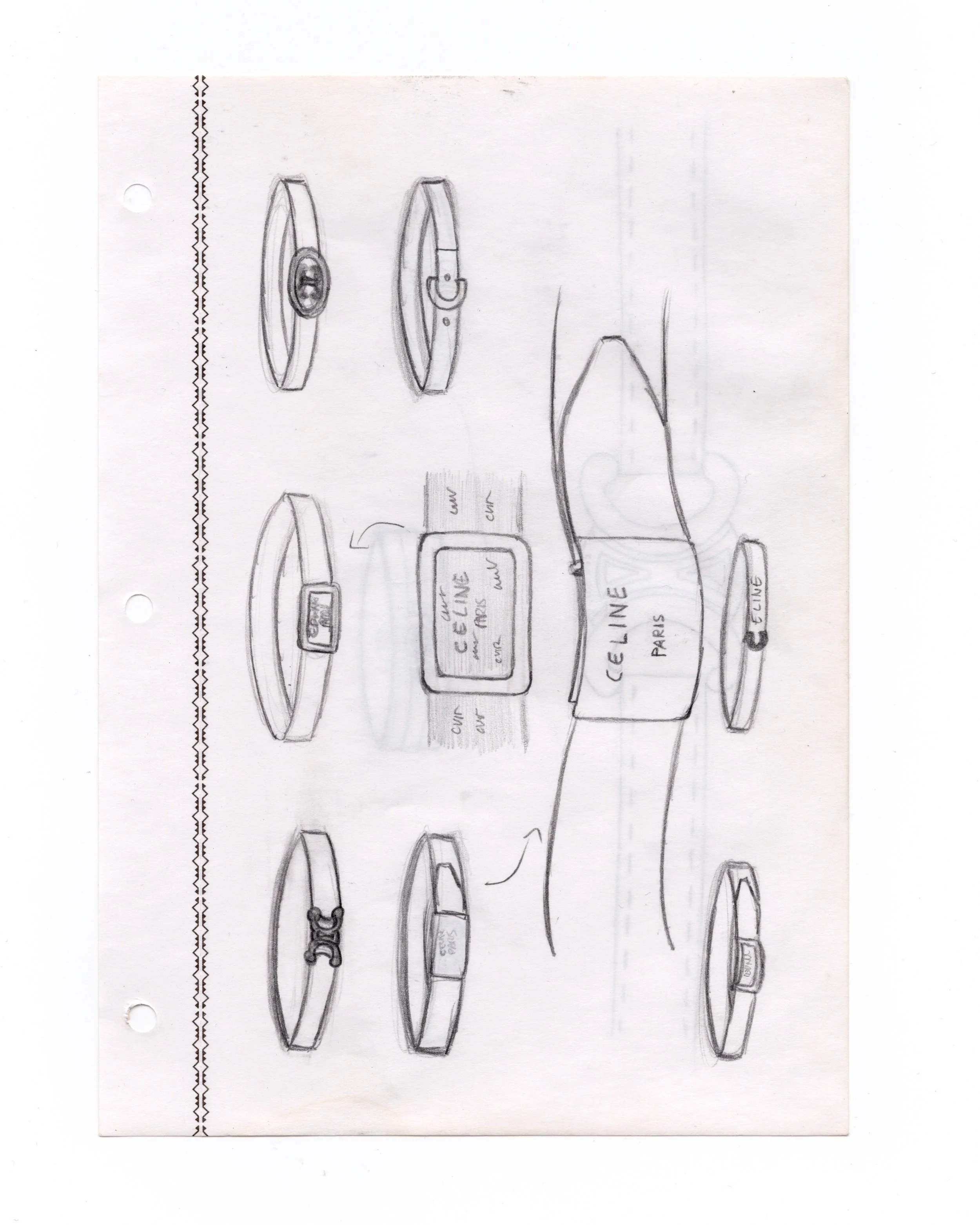 Belt Collection — Sketchbook Pages

A selection of research and development sketches exploring proportion, hardware articulation, and construction logic within belt design.