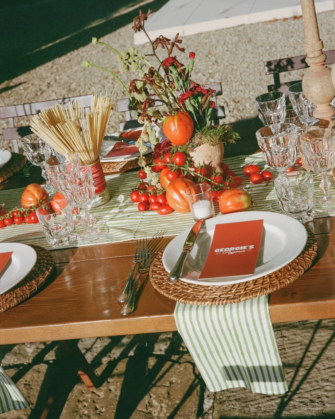 About to start charging rent for these details the way I&rsquo;ve been living in my brain - from the most perfect, lively rehearsal dinner in Tuscany. 

Mix of film and digital, second shot for @rebekahsotoweddings