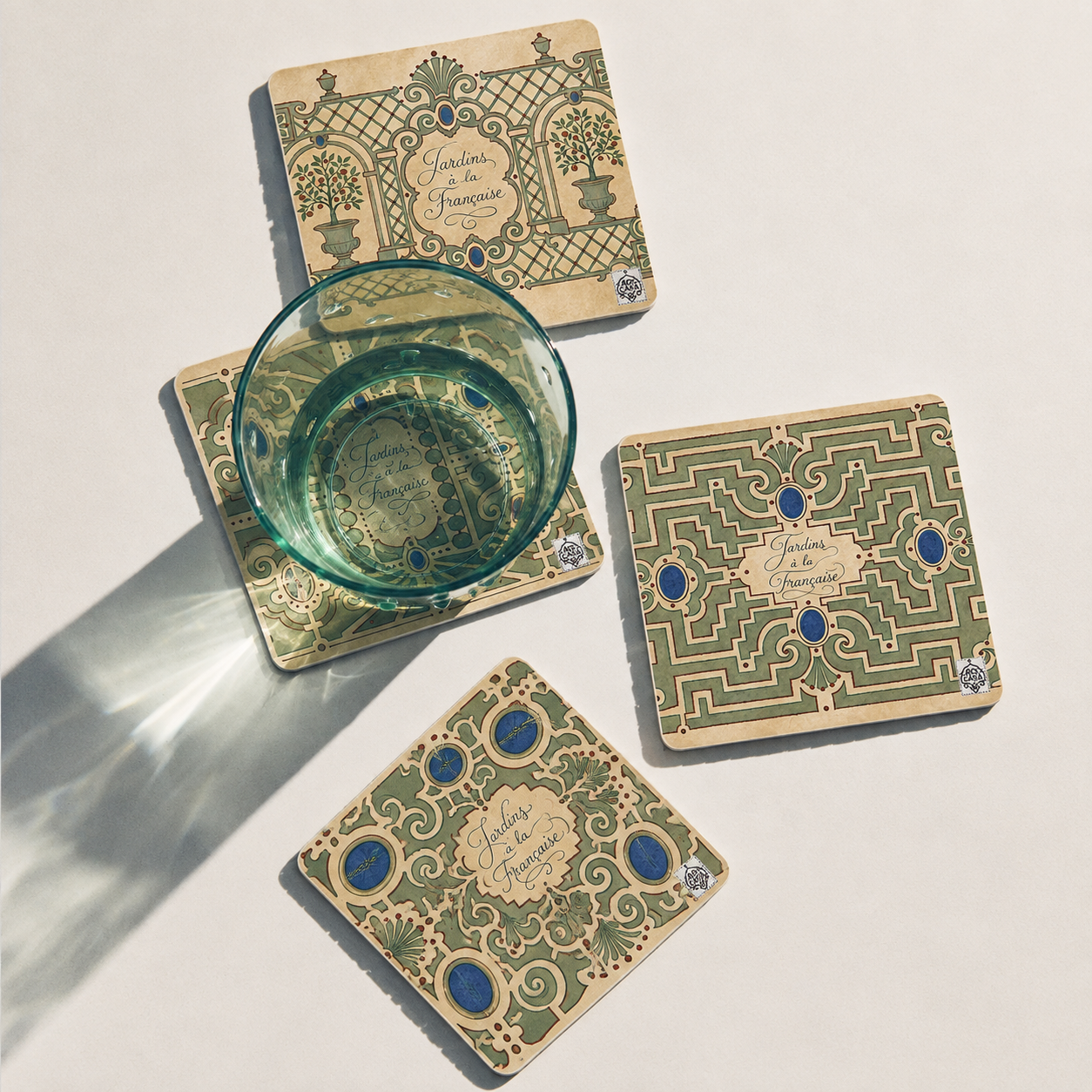 Coffret de 6 dessous de verre "Jardin à la Française"