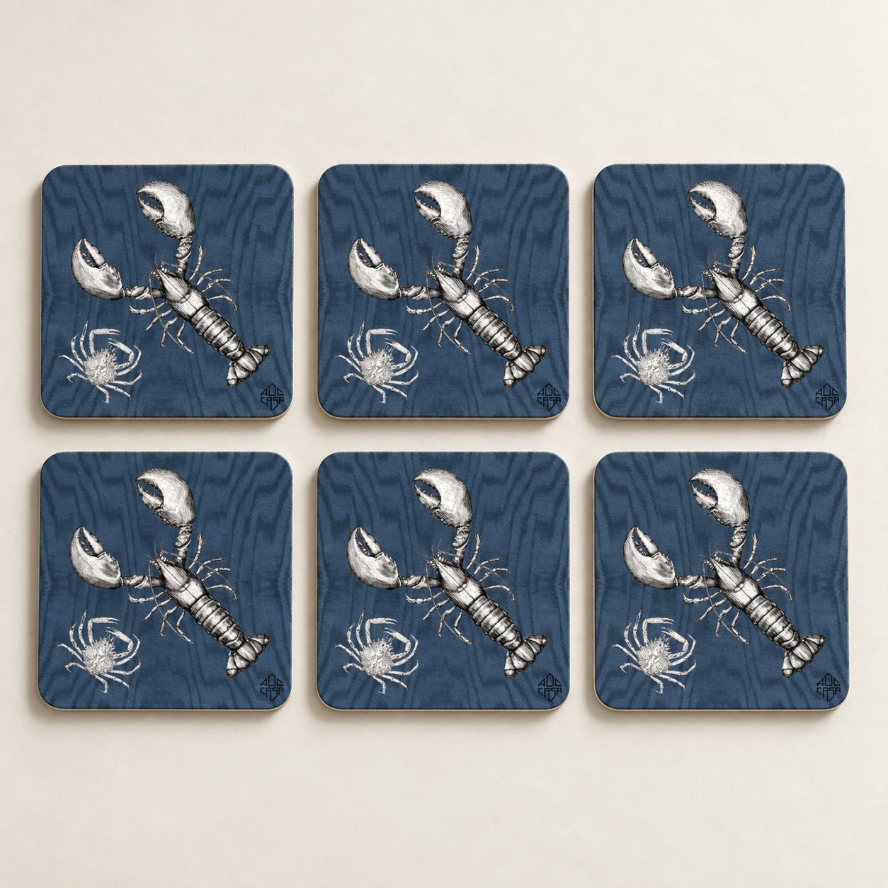 COFFRET DE DESSOUS DE VERRE - HOMARD BLEU