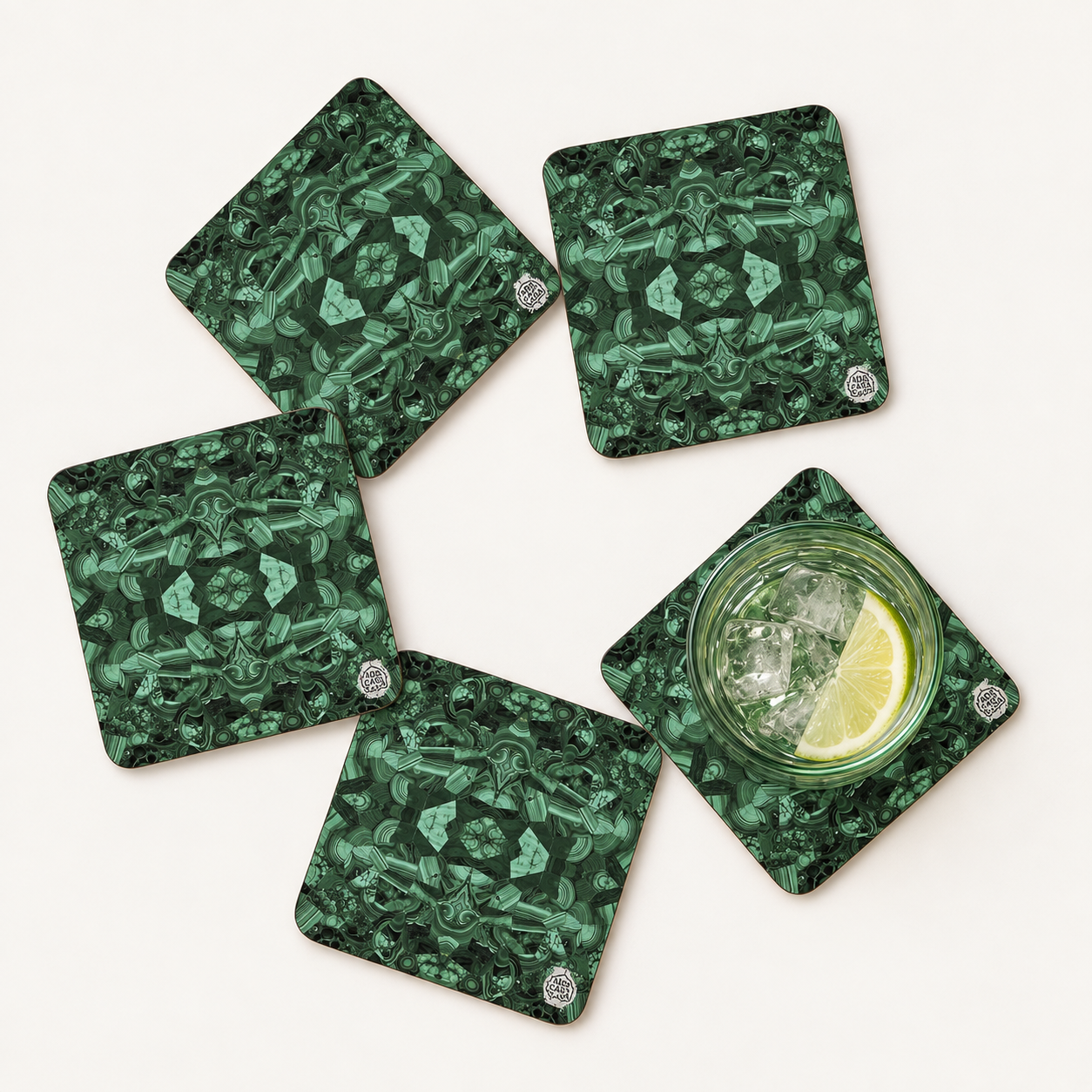 COFFRET DE DESSOUS DE VERRE - MALACHITE