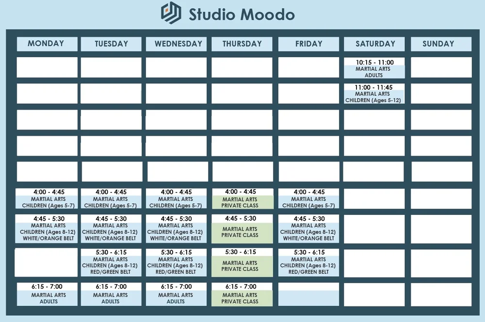 Classes Schedule — Studio Moodo