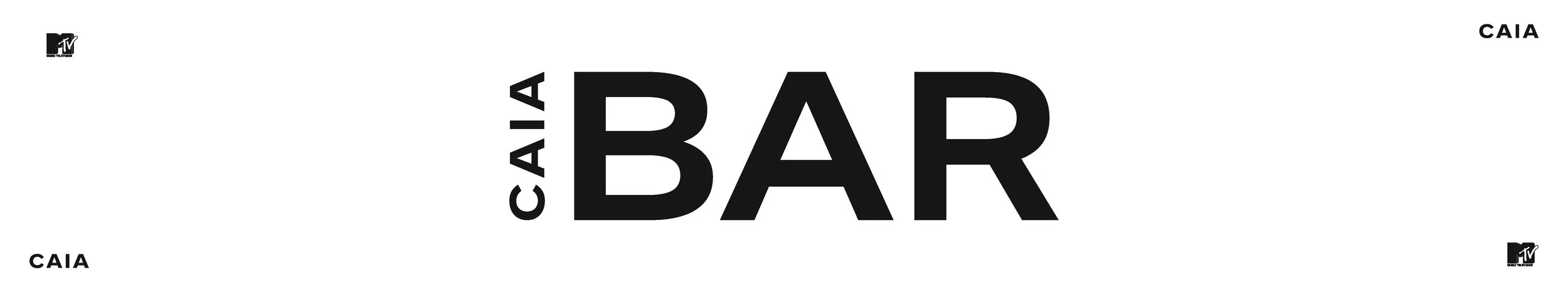 Text artwork with large bold letters saying 'CAIA', 'A', and 'BAR'; MTv logos are in the top left and bottom right corners.