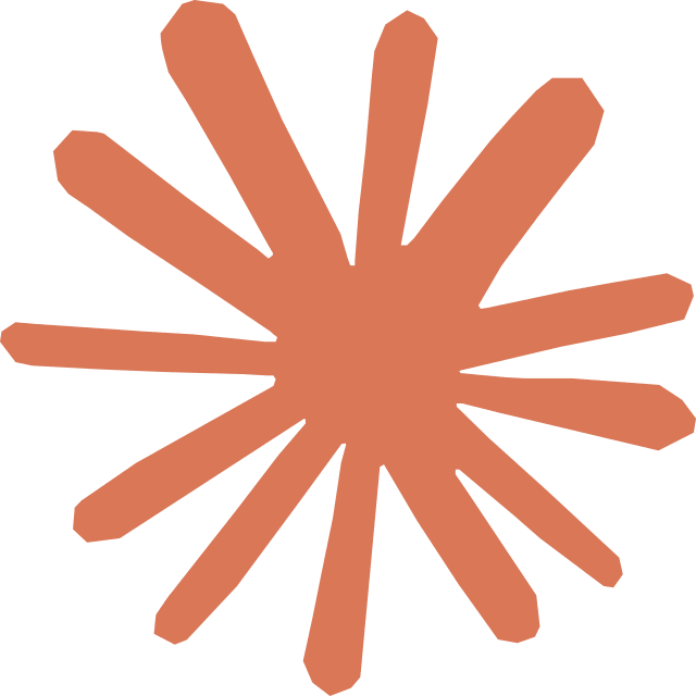 Illustratie van een oranje of koperkleurige ster of explosie burst met meerdere rechte stralen