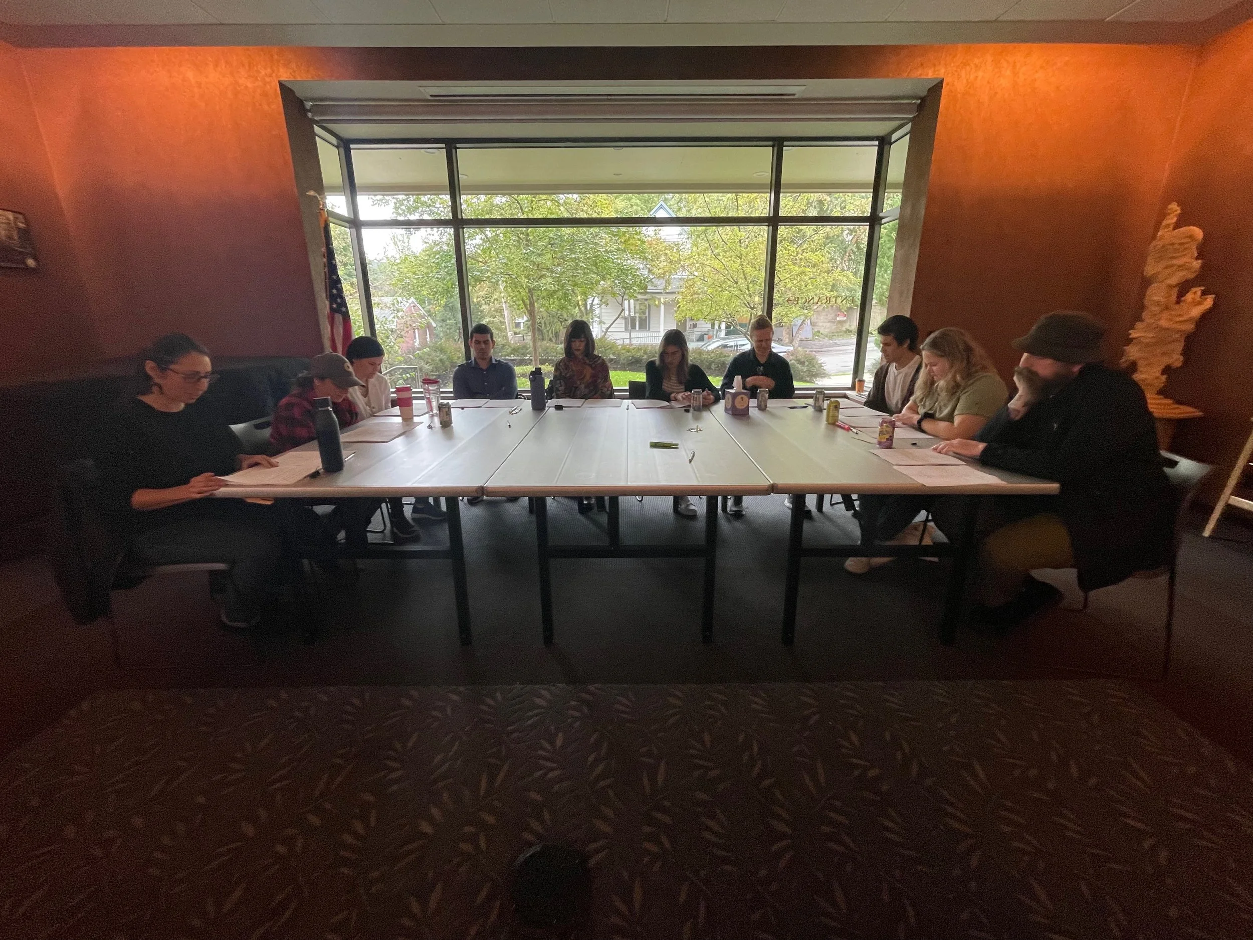 Actors/Readers (from Left to Right): Aimee Reiss, Jackie DiCorcia, Diana Quetti, Danilo Zepeda, Laura Gilchrist, Marisa Medina, Kaitlin Campbell, Ricky Petragalia, Kirsten Freimann, Martin Munroe. Photo Credit: Christina DiCorcia