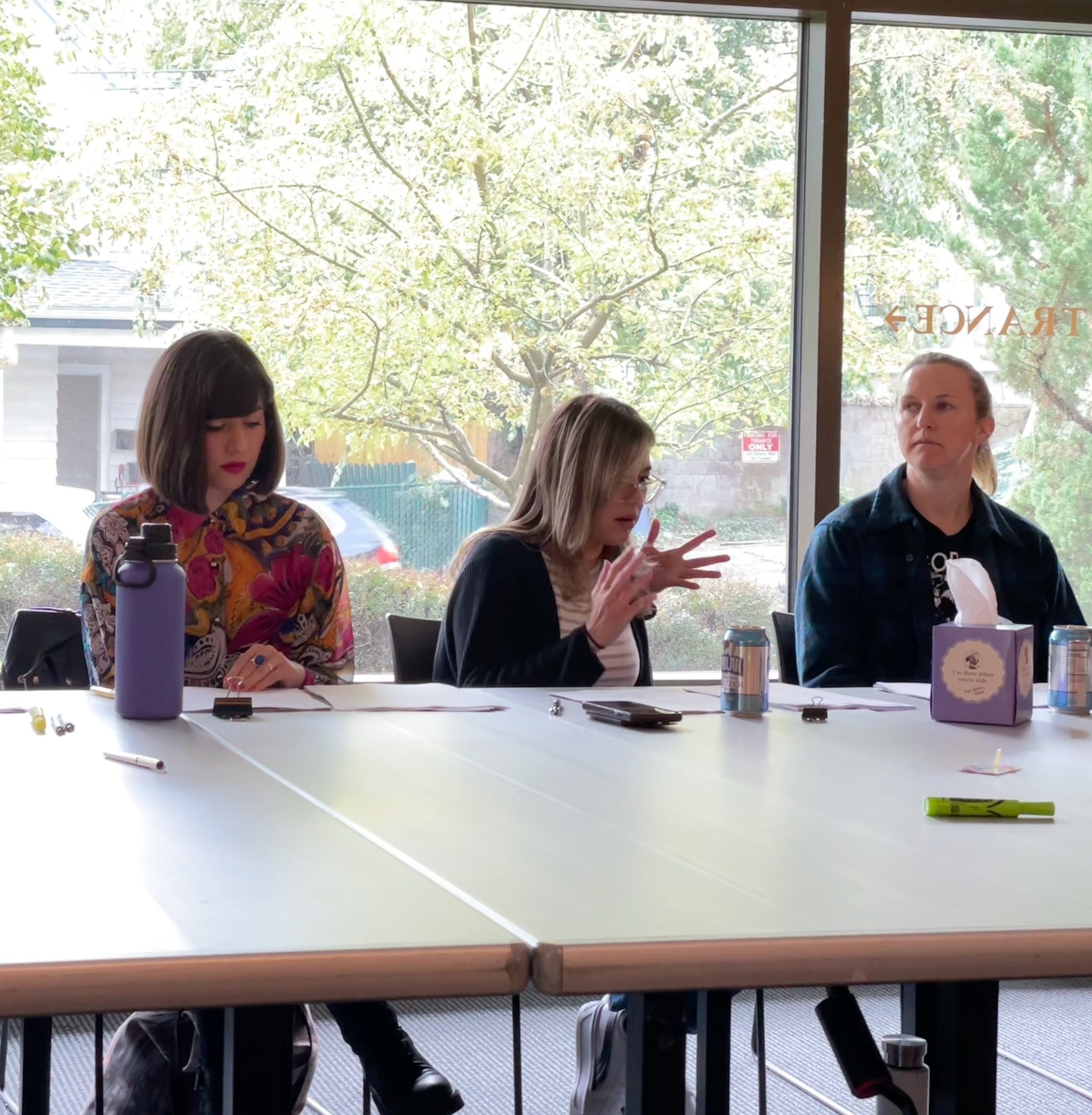 Laura Gilchrist, Marisa Medina and Kaitlin Campbell reading for main characters of 'PAN". Photo Credit: Christina DiCorcia