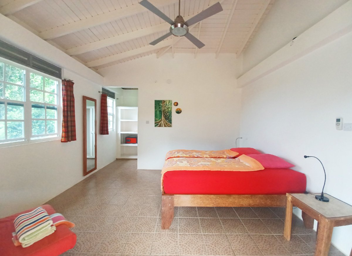 View of one of the bedrooms in the Little Villa, Mango Garden Cottages, Dominica