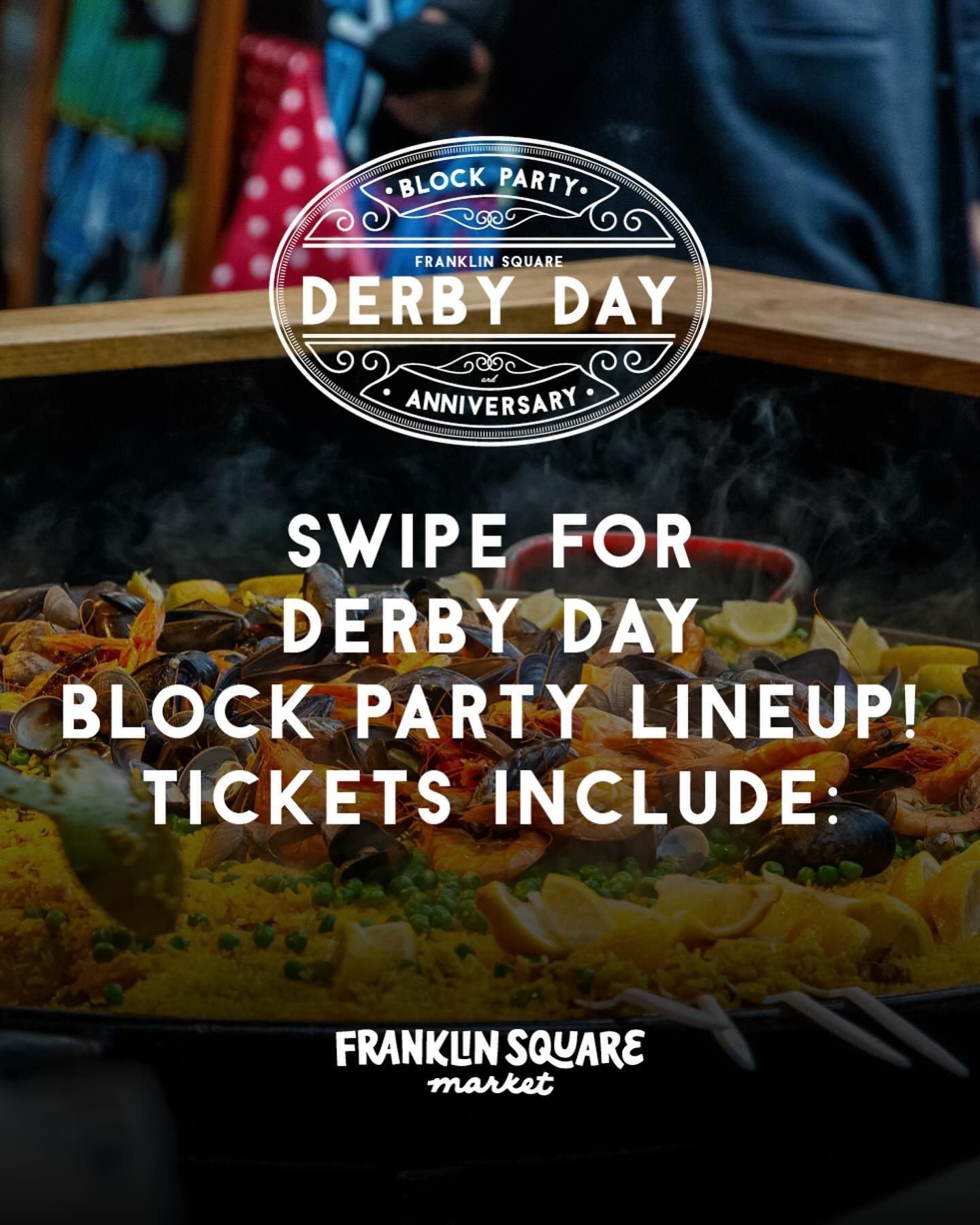🏇 You're already winning if you're joining us on May 4th for our Derby Day Block Party. Swipe for the full lineup and what your ticket includes. We're so excited for our biggest event ever; celebrating our first year anniversary, the welcoming of Ma