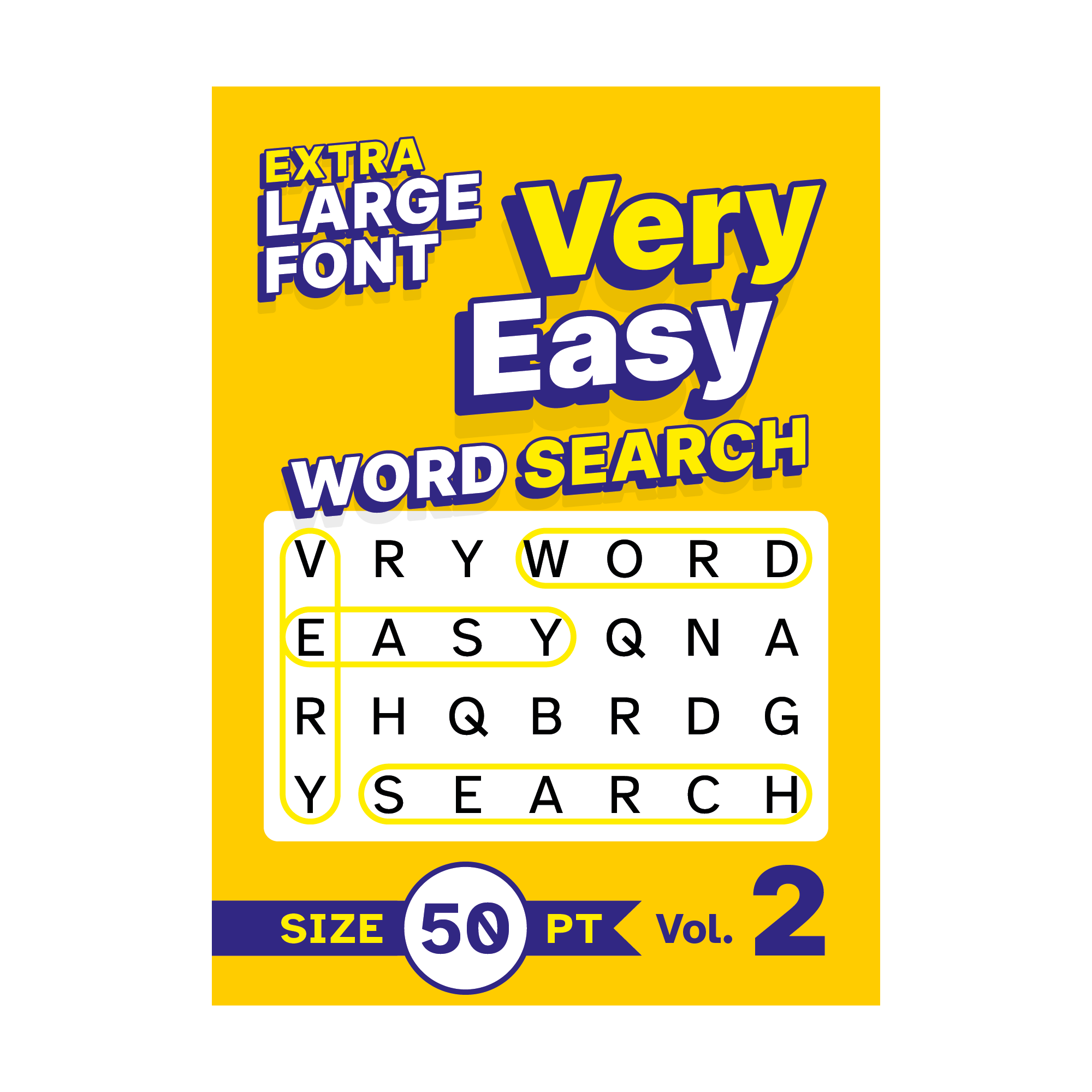 Extra Large Font Very Easy Word Search Size 50 pt Vol. 2