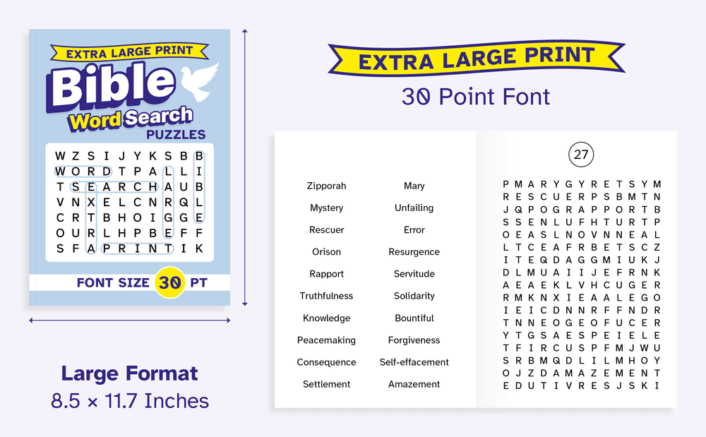 Extra Large Print Bible Word Search Puzzles Font Size 30 pt | Clarence ...