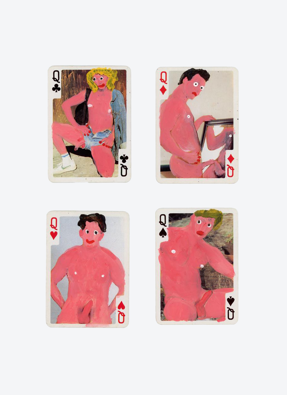 Untitled, Full Deck of Cards Mens Version , 2025 ; acrylic over found cards