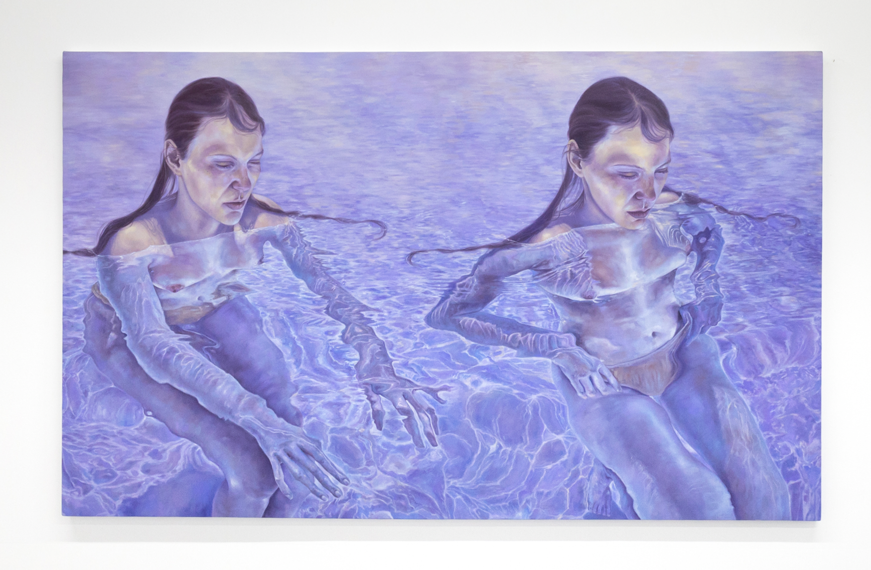   Nada nos aleja,  2024 ; oil on canvas, 59 × 96 inches 