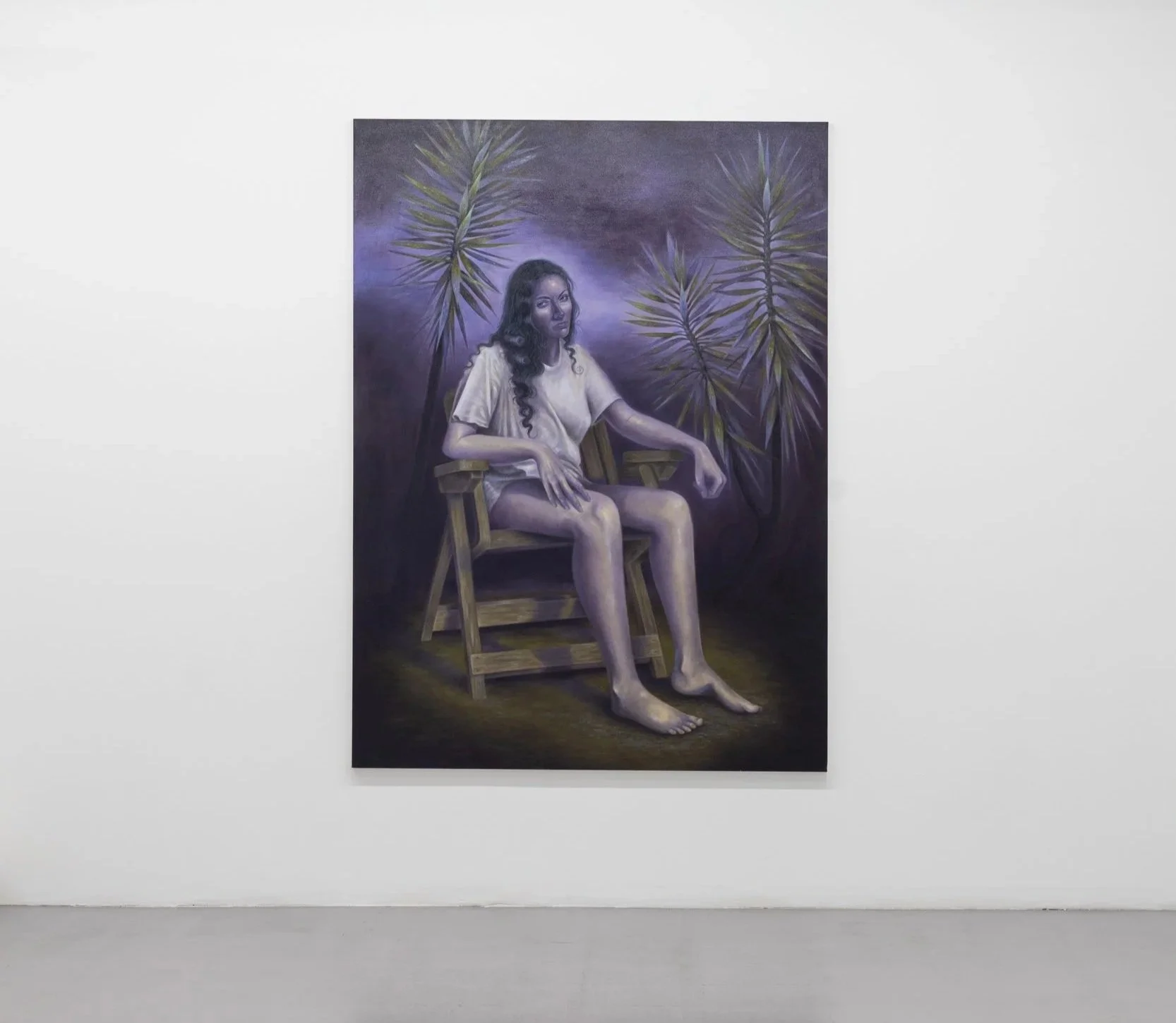   A la sombra de la noche va a llegar y dara se luz , 2025 ; oil on canvas, 75 × 54 inches 