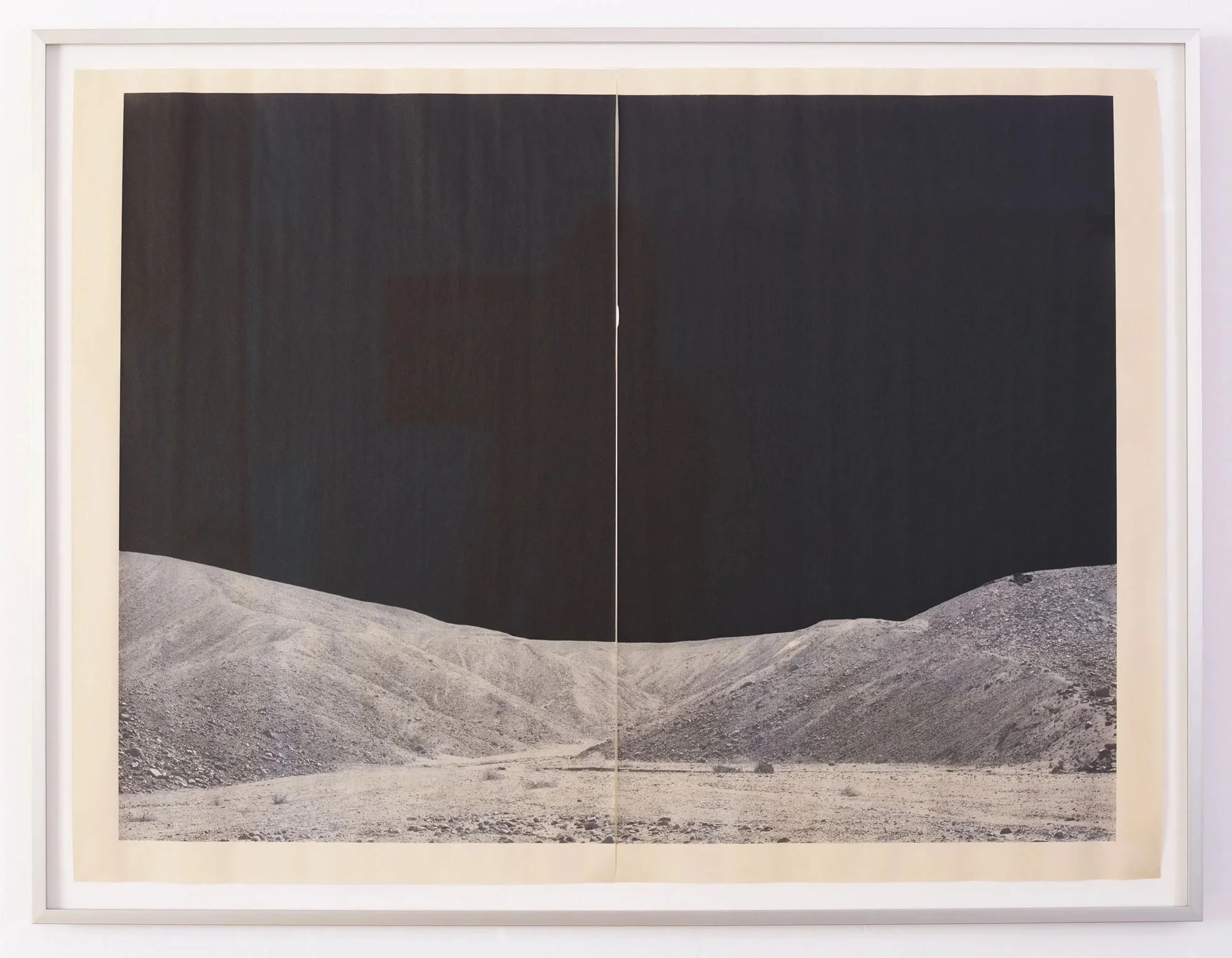  Captains of the Dead Sea , 2015 ; Diptych: pigment print on newsprint with aluminum artist frame. Unique 1/1, 26.25 x 35.25 inches 