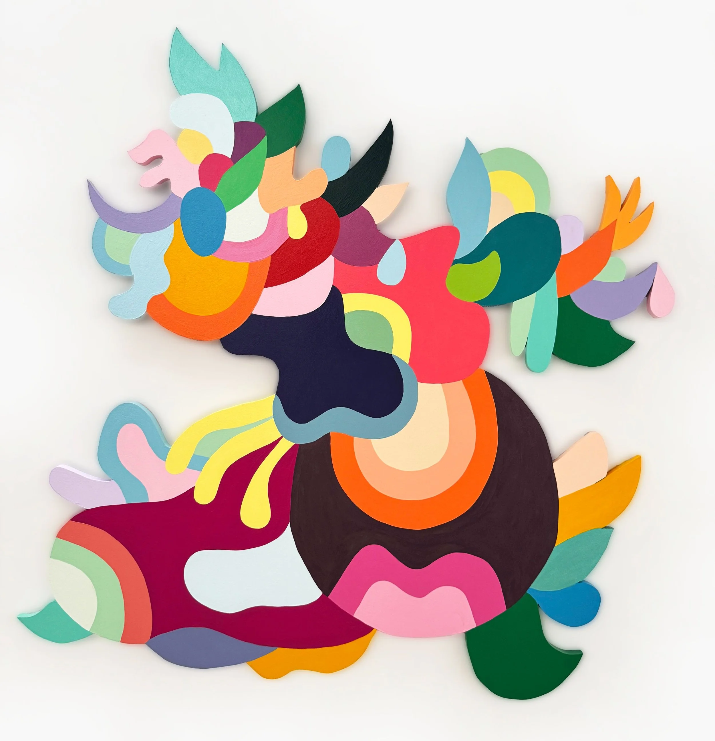 Dino Urpí, Tropiqult Emblem 1, 2025, acrylic on MDF, 47 x 49 inches