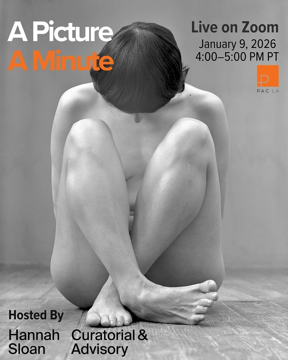 Poster for A Picture A Minute, featured is a nude woman with her knees infront of her chest sitting on the ground and her head looking down to the floor.