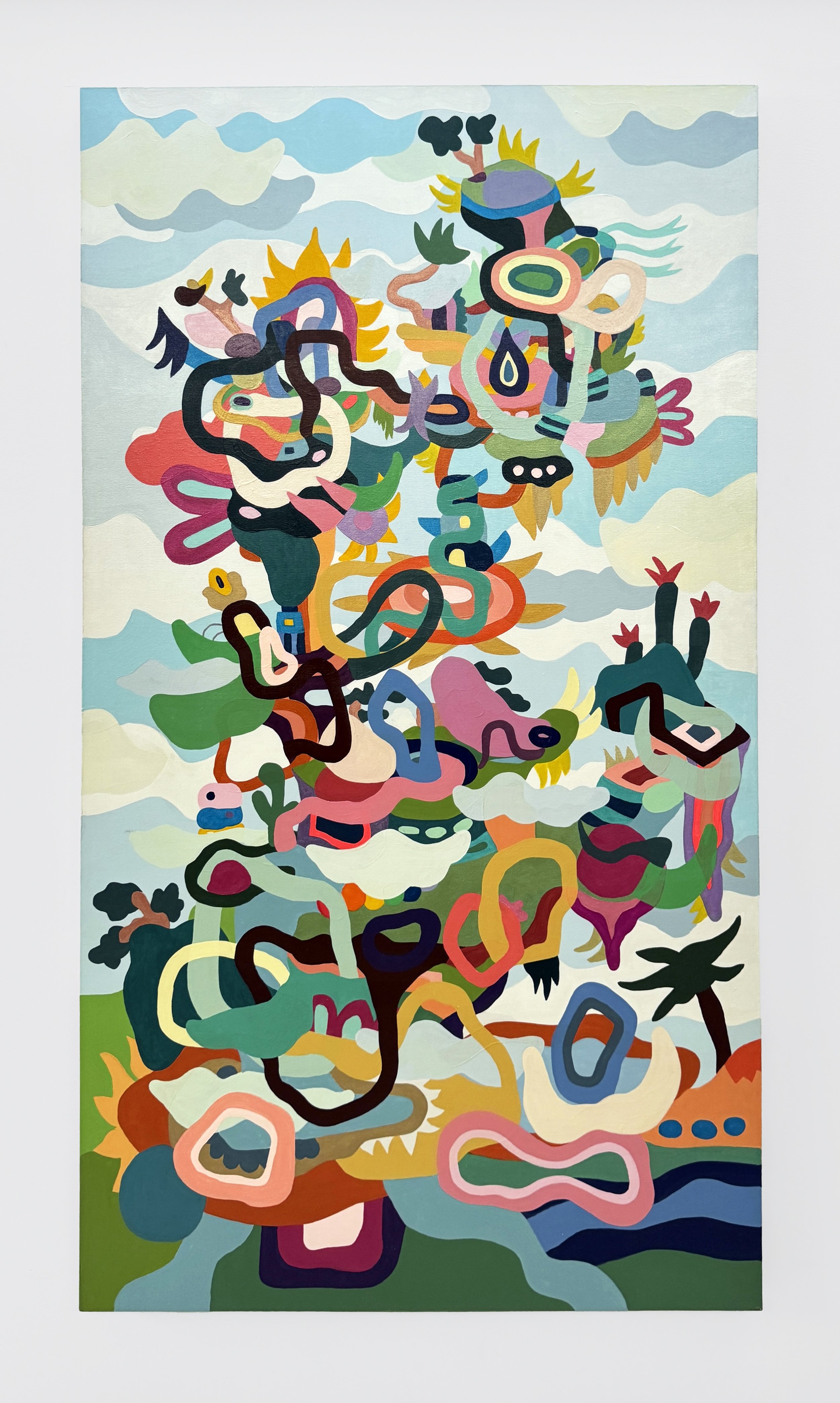 Dino Urpí, Skygarden, 2024; acrylic on canvas; 70 x 40 inches