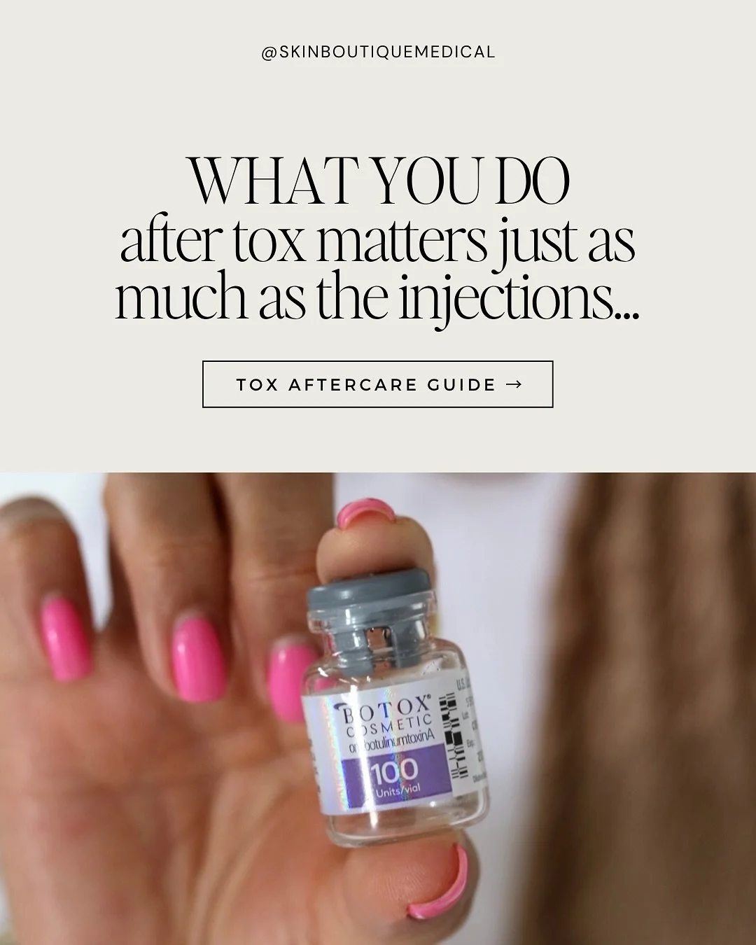 ✨ Neurotoxin Aftercare is Everything! ✨

Your results don&rsquo;t stop at the injection&mdash;it&rsquo;s what you do after that makes all the difference! 💉

Trust the process, follow your aftercare, and let the magic work. ✨ 

Ready for your glow up