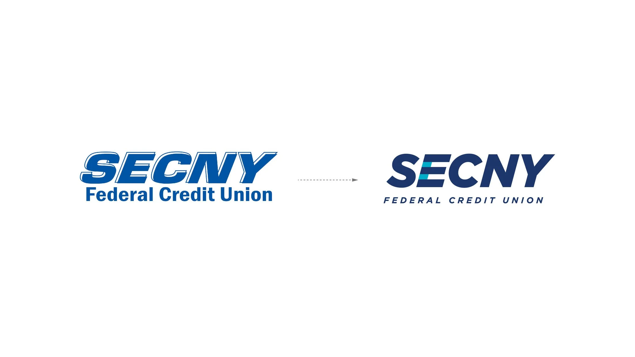 CINSYR | Creative design agency Syracuse, New York | SECNY federal credit union brand identity reimagined and refreshed brand logo showing the evolution from the old SECNY logo to the new