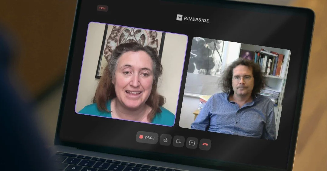 Sadie Dingfelder and Marc Wittmann on a video call.