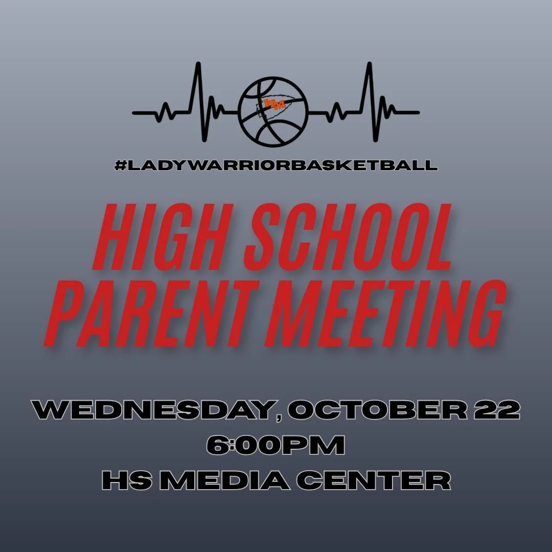 🏀 Parents Meeting for Lady Warrior Basketball 🏀 

📅 Wednesday, October 22 
⏰ 6:00 PM
📍 HS Media Center

Please mark your calendars&mdash;see you there!