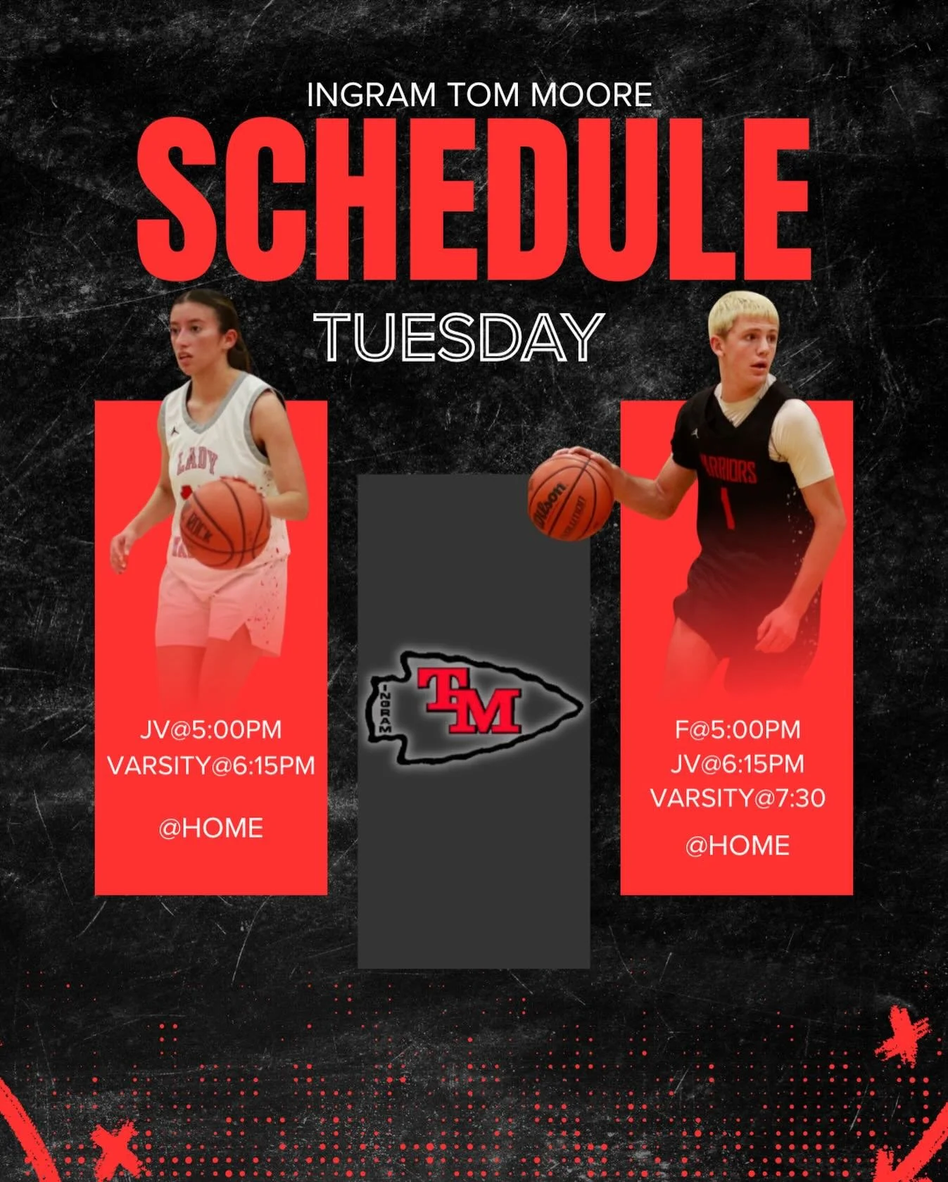 It&rsquo;s another great day for basketball at Ingram Tom Moore! 🖤❤️
Let&rsquo;s pack the stands and support our young athletes today!

#GameDay #PackTheStands #ShowUpAndCheer #SupportStudentAthletes