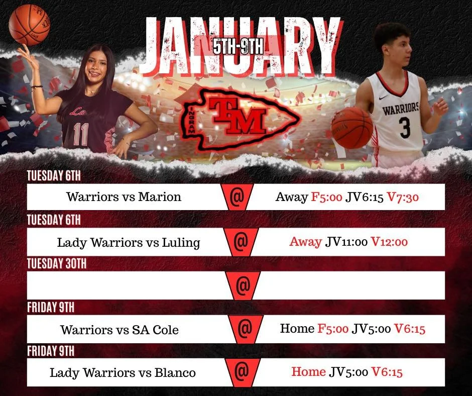 🏀 Look Ahead in Sports at Ingram Tom Moore! 🏀

Another exciting stretch is coming up for our Warriors and Lady Warriors! From practices to game days, our athletes are putting in the work and representing our school with pride. Let&rsquo;s show up, 