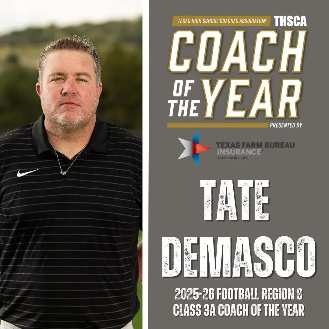 🎉 Big News from Warrior Nation! 🏈💪

Ingram Tom Moore ISD proudly congratulates Head Coach Tate DeMasco on being named the 2025&ndash;26 Football Regional Coach of the Year for Region 8, Class 3A by the Texas High School Coaches Association! 🏆🔥

