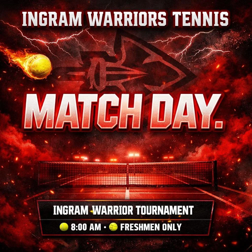 🔥🎾 MATCH DAY, WARRIOR NATION! 🎾🔥

Freshmen take the courts at 8AM for the
Ingram Warrior Tournament!

Locked in.
Fired up.
Ready to DEFEND THE COURT.

Let&rsquo;s show up loud and proud! 🔴⚫⚪

#WarriorNation
#IngramTennis
#FreshmenOnly
#DefendThe