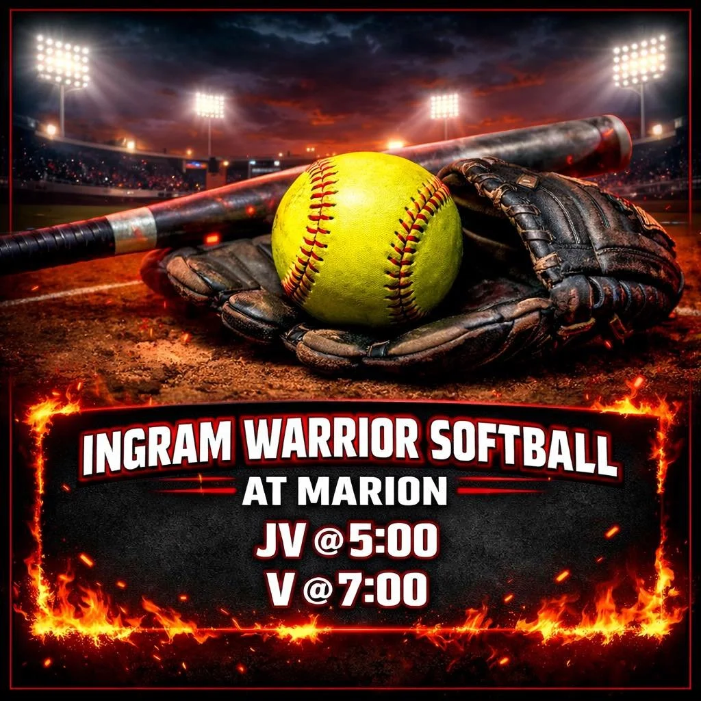 🔥 GAME DAY, WARRIOR NATION 🔥

The Lady Warriors are headed to Marion and we&rsquo;re bringing the heat! 🥎💪

JV @ 5:00
Varsity @ 7:00

Let&rsquo;s pack the stands, turn up the noise, and show them how Ingram competes! ❤️🖤

#WarriorNation #IngramS