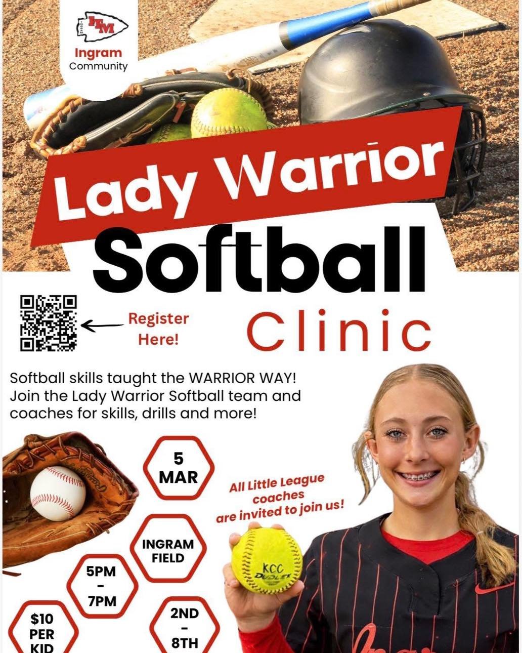 🥎 The softball clinic is fast approaching. Use the attached form to sign up. 🥎

March 5th
5-7pm
ITM softball field
2nd-8th grade girls

https://docs.google.com/forms/d/1ZEnEmOifbJ2SzQ3b7f379eGxt5I02pFURhlr-2GBAIg/viewform?edit_requested=true