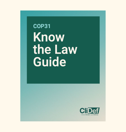 Cover of a guide titled 'COP31 Guide: Know the Law'