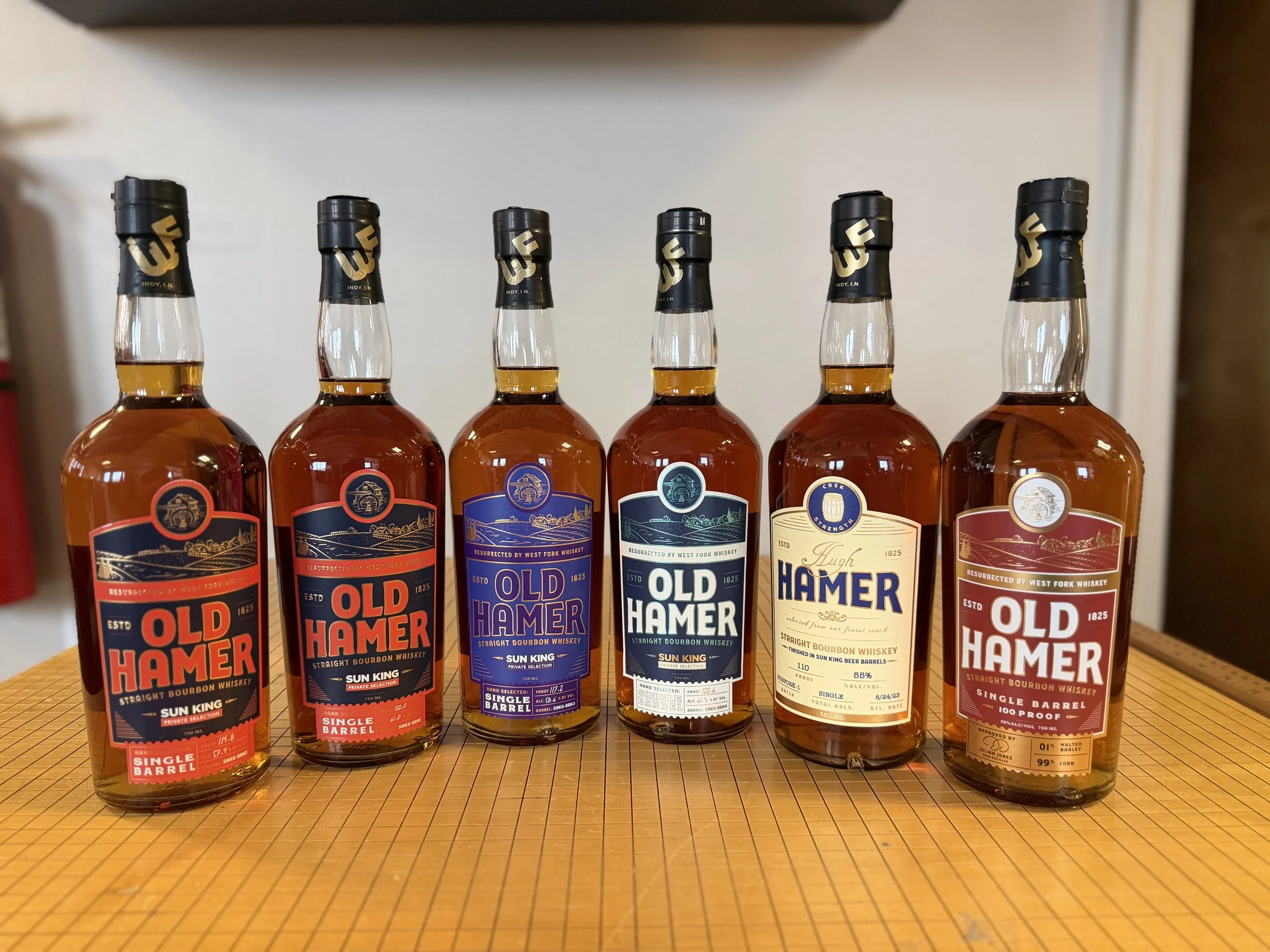 6 bottles of Sun kIng private labeled Old Hamer bourbon