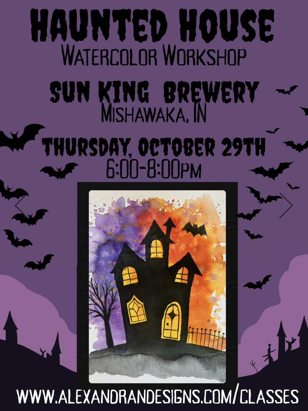 Mishawaka Haunted House Watercolor Workshop