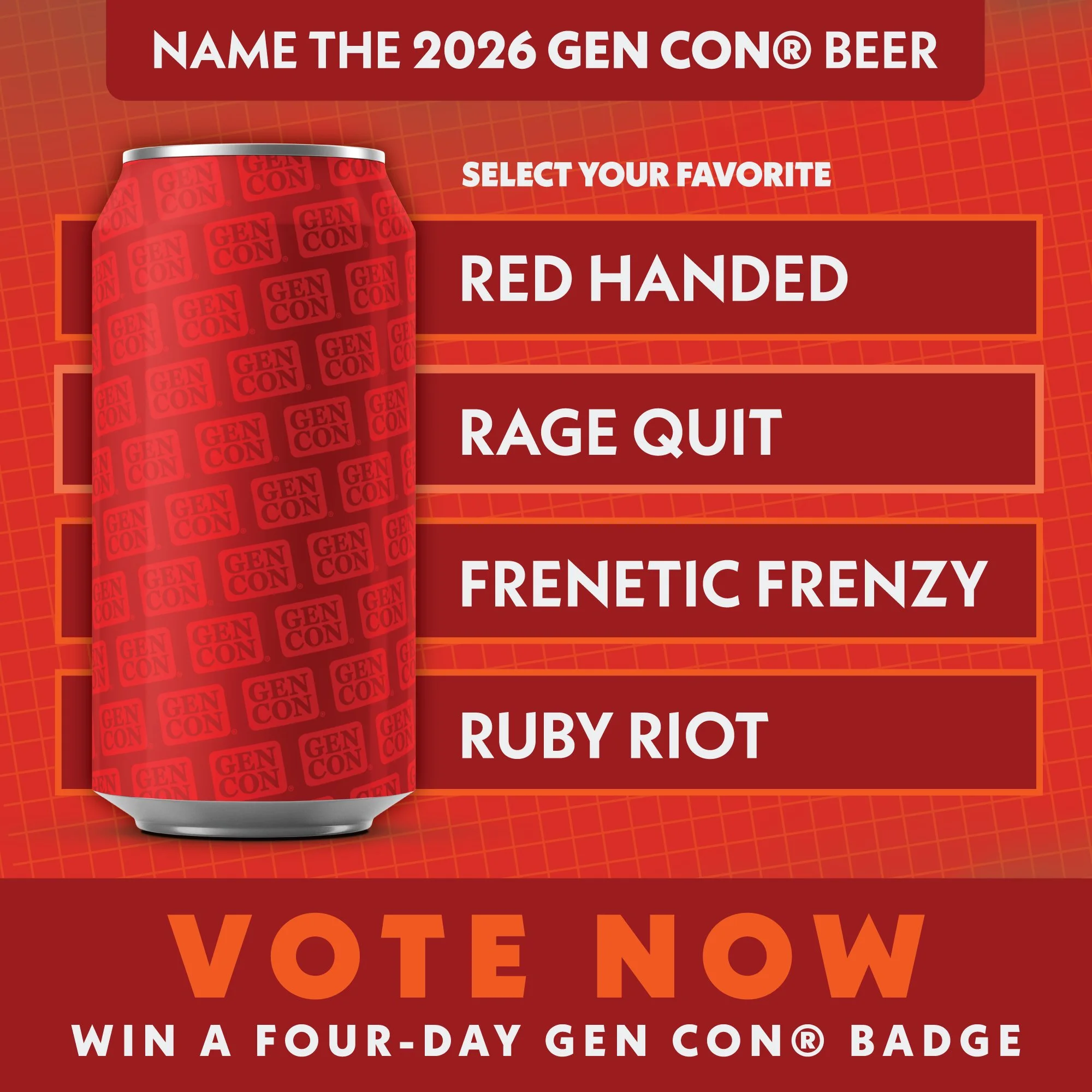 Graphic with red beer can  and vote now.