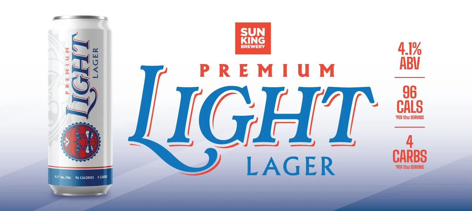 Premium Light Lager header with can and title information