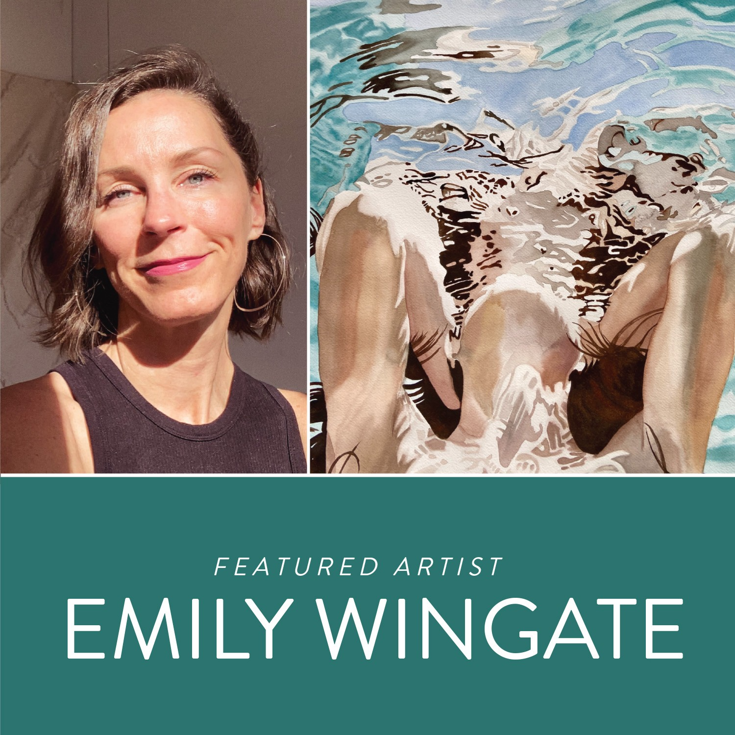Featured artist Emily Wingate headshot and painting