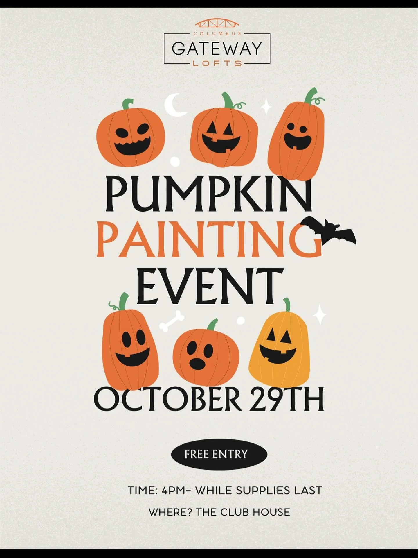 Event coming near you! 🎃
#gatewayloftscolumbus #event #pumpkinpainting #comingsoon #columbusoh #columbusliving #cbuslife