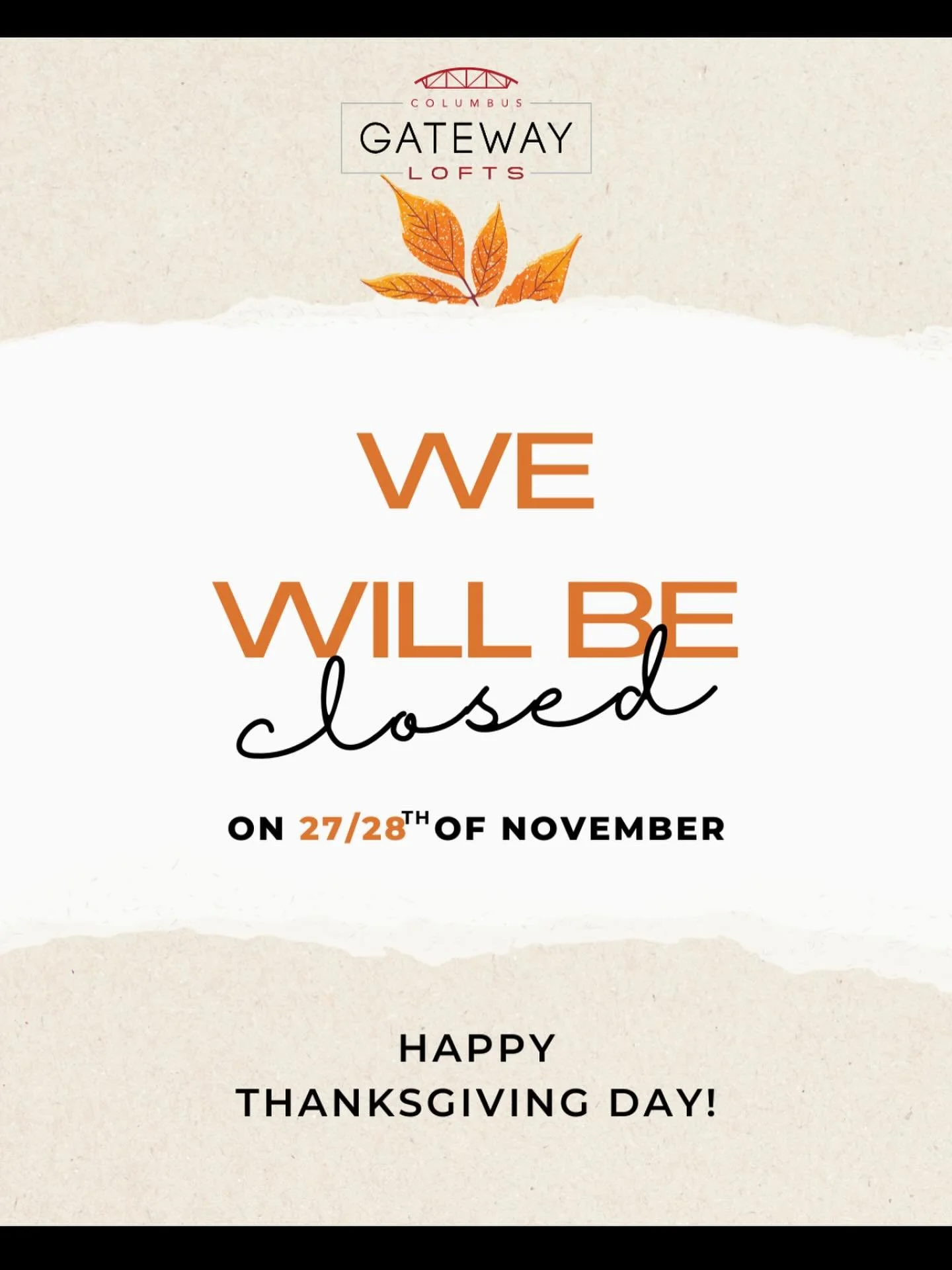 Have a great holiday weekend and safe travels! 🧡

#gatewayloftscolumbus #holidayweekend #safetravel #happythanksgiving #cbusohio #columbusohio
