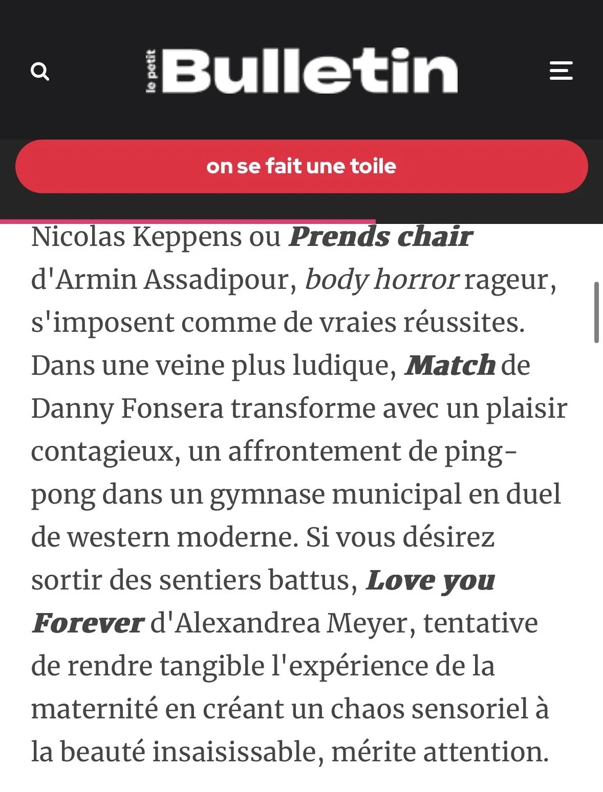 Screenshot of a French online article from 'Le Point Bulletin' featuring a red banner and black text on a white background.